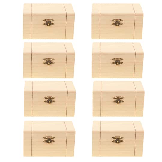 8 Pack: Unfinished Wooden Hinged Box by Make Market®